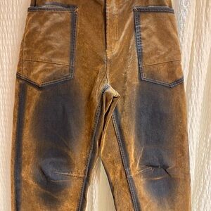 Oli & Hali Women's Velvet Jeans in Tan and Black